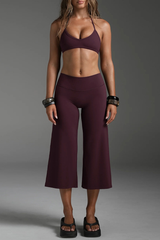 Women's Halterneck Bra And Wide-Leg Capri Pants 2-Piece Set