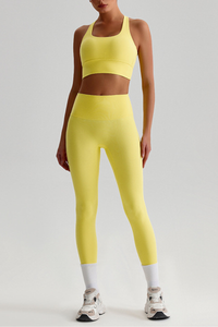 Women's Bare Feel  Cross Back Bra & High Waist Leggings Set