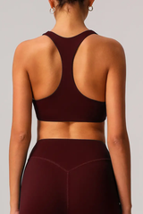 Women Solid Mid-Support I-Back Training Yoga Sport Bra