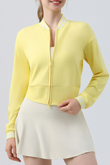 Women's Double Zip Contrast Stripe Trim Slim Fit Jacket