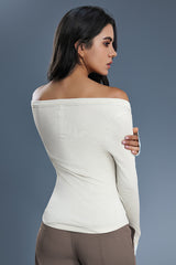 Women Modal Yoga Off Shoulder Long Sleeve Workout Top