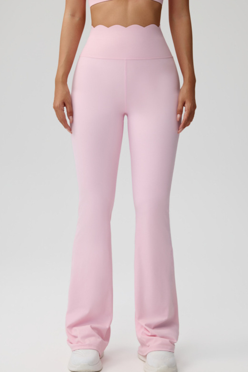 Women's Scalloped High Waist Naked Feel Flared Yoga Pants
