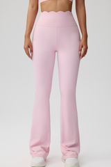 Women's Scalloped High Waist Naked Feel Flared Yoga Pants