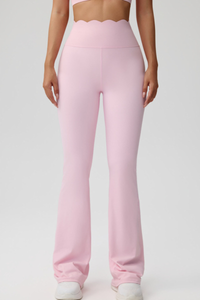 Women's Scalloped High Waist Naked Feel Flared Yoga Pants