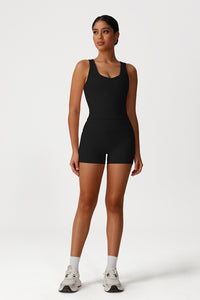 Women Slim Fit Quick-Dry Yoga Set: V-Neck Tank + High Waist Shorts