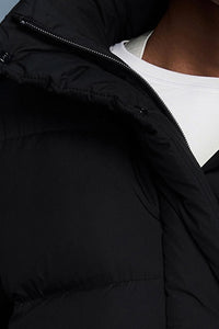 Women Quilted Waist-Cinching Hooded Down Jacket