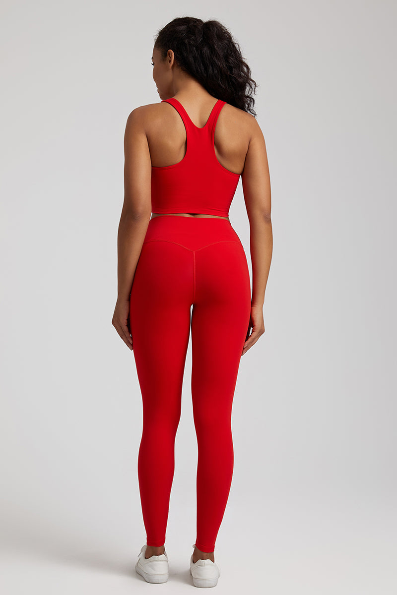 Bare Shoulder Blade Bra + Sports Leggings 2-Piece Set