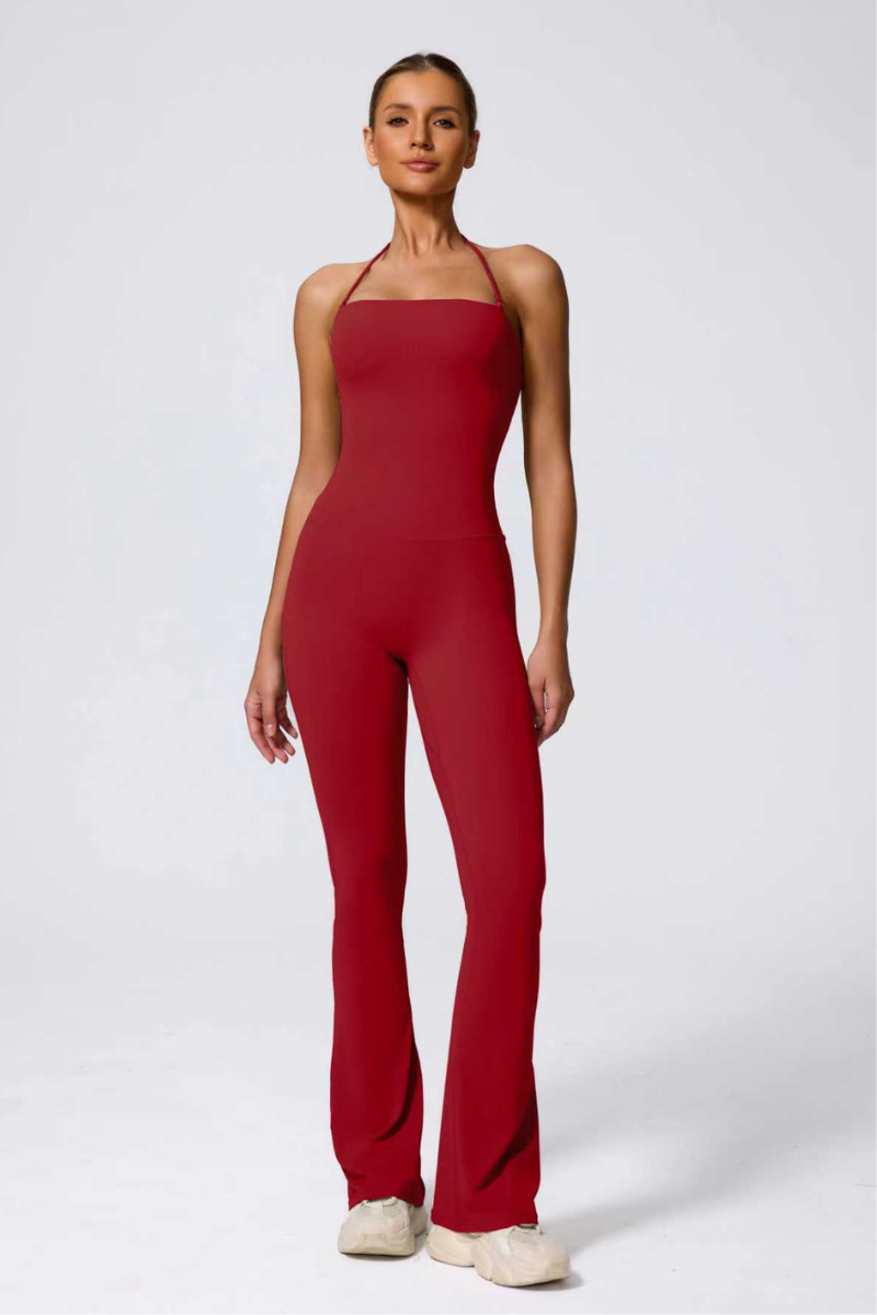 Women's Halter Neck Flared Leg Jumpsuit