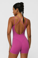 Women Criss Cross Back Sport Jumpsuit