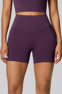 Women's High Waist Side Pocket Sculpting  Fit Yoga Shorts