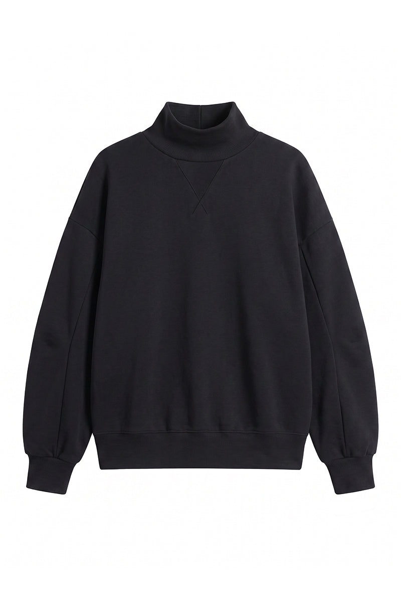 Women's Fall Solid Fleece Loose Mock Neck Sweatshirt