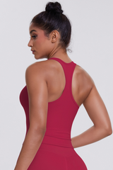 Women's Brushed Solid Racerback Sports Yoga Tank Top