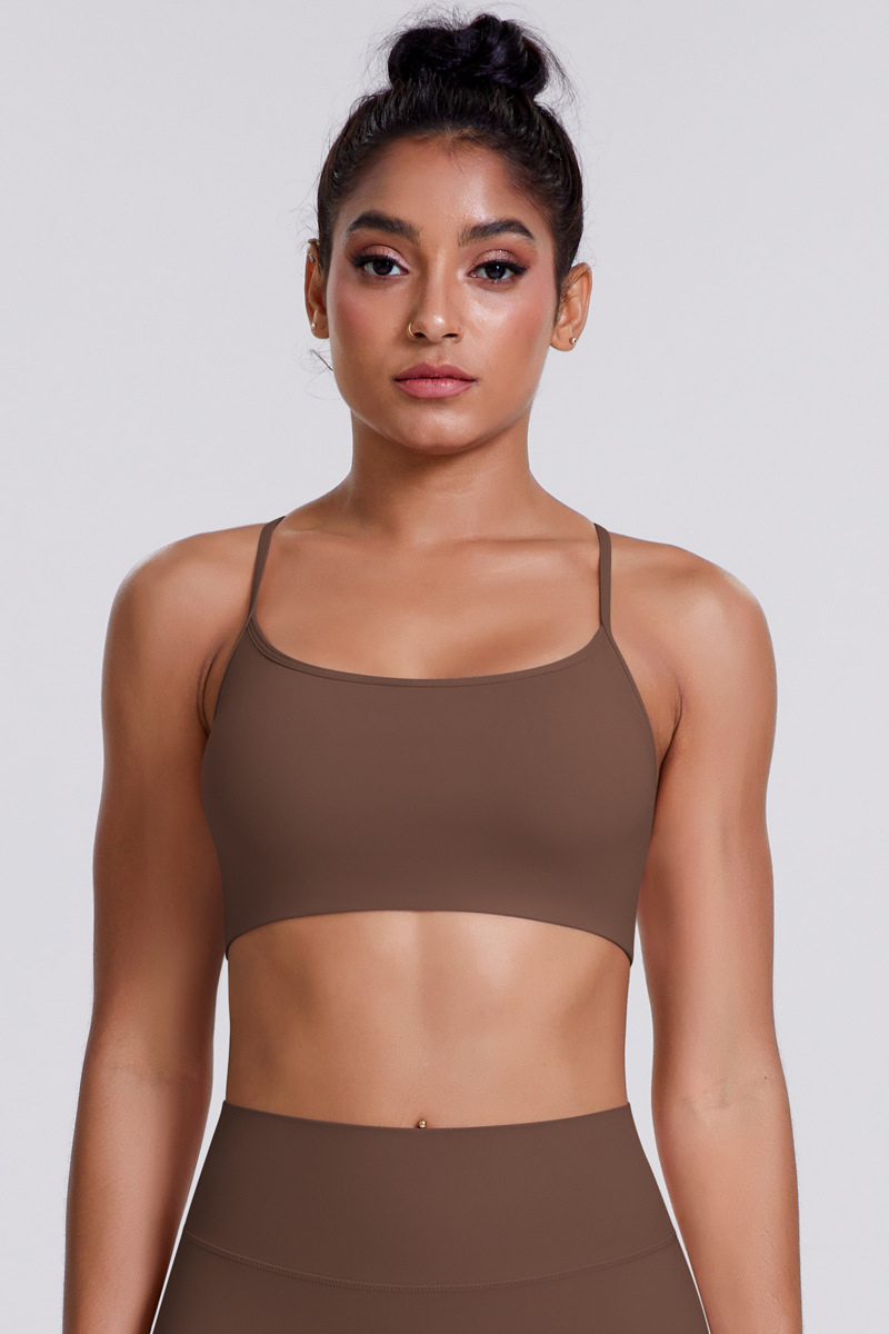 Women's Crisscross Back Spaghetti Straps Quick Dry Sports Bra