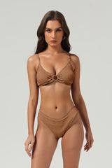 Women's Ribbed Triangle Cup Ring Detail Bikini