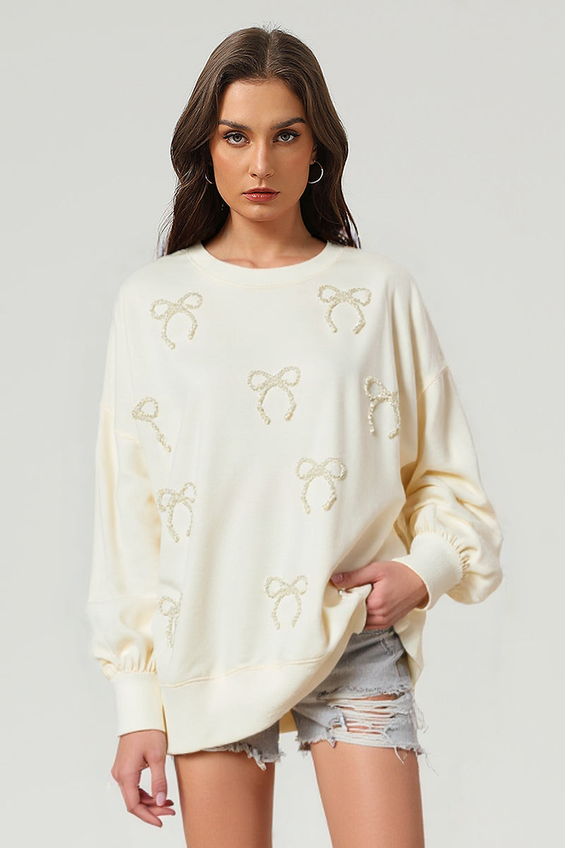 Women's Pearl Bow Pullover Sweatshirt