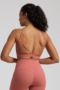 Solid Color Back Cut-Out Sports Bra