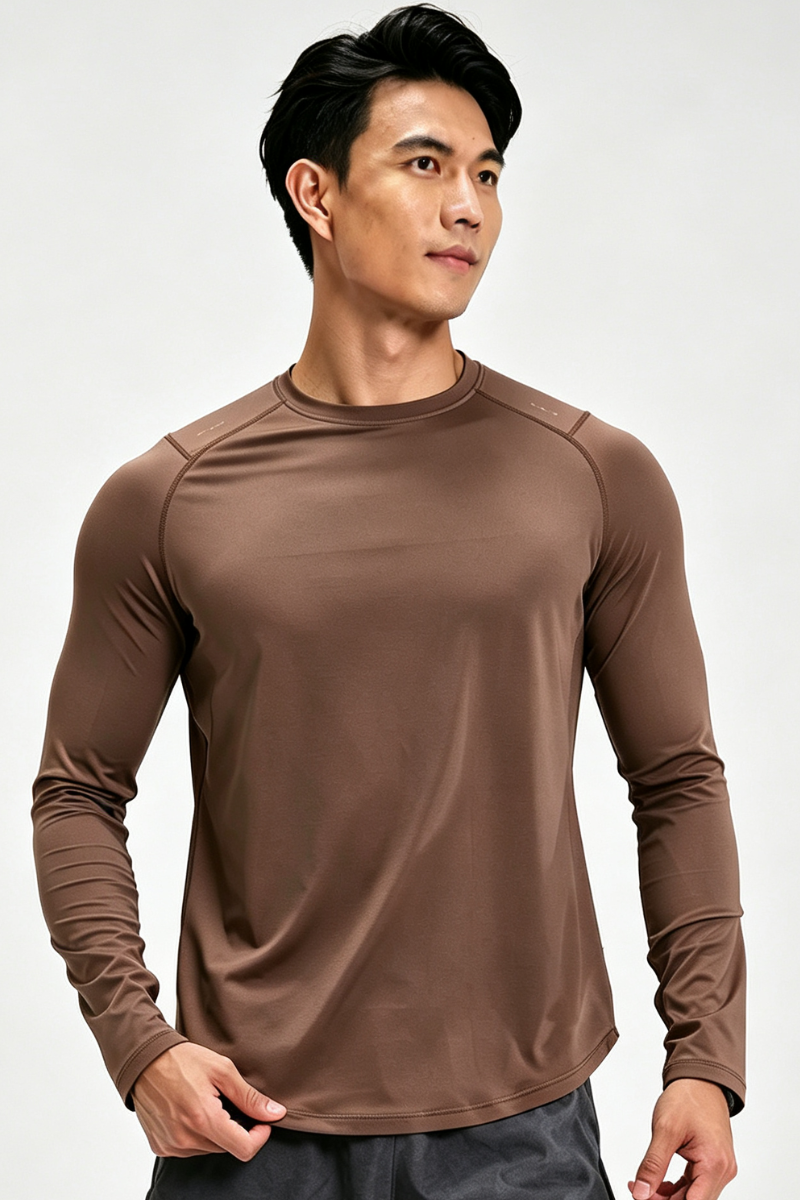 Men's Quick Dry Back Print Athletic Long Sleeve T-shirt