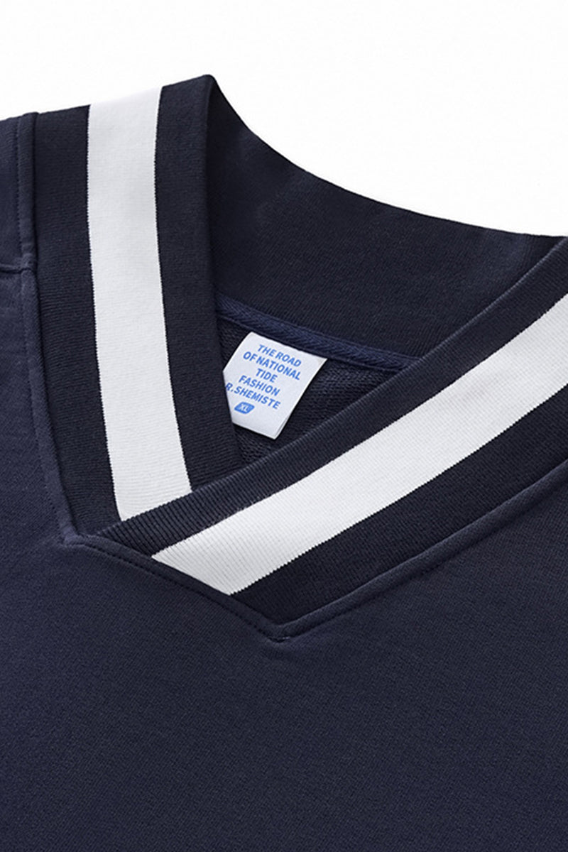 Unisex V-Neck Contrast Trim Cotton Sweatshirt