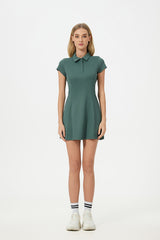 Women Mid-Length Waist Thin Ice Breathable Tennis Sports Yoga Short-Sleeved Dresses
