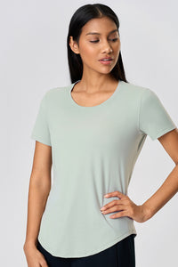 Women Lightweight Loose Brushed Breathable Quick-Dry Yoga Running Short-Sleeve Shirt