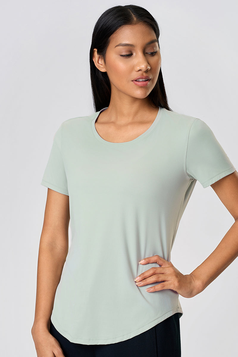 Women Lightweight Loose Brushed Breathable Quick-Dry Yoga Running Short-Sleeve Shirt