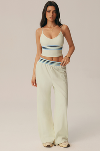 Women's Yoga Set:Striped Cami Top & Draped Casual Pants