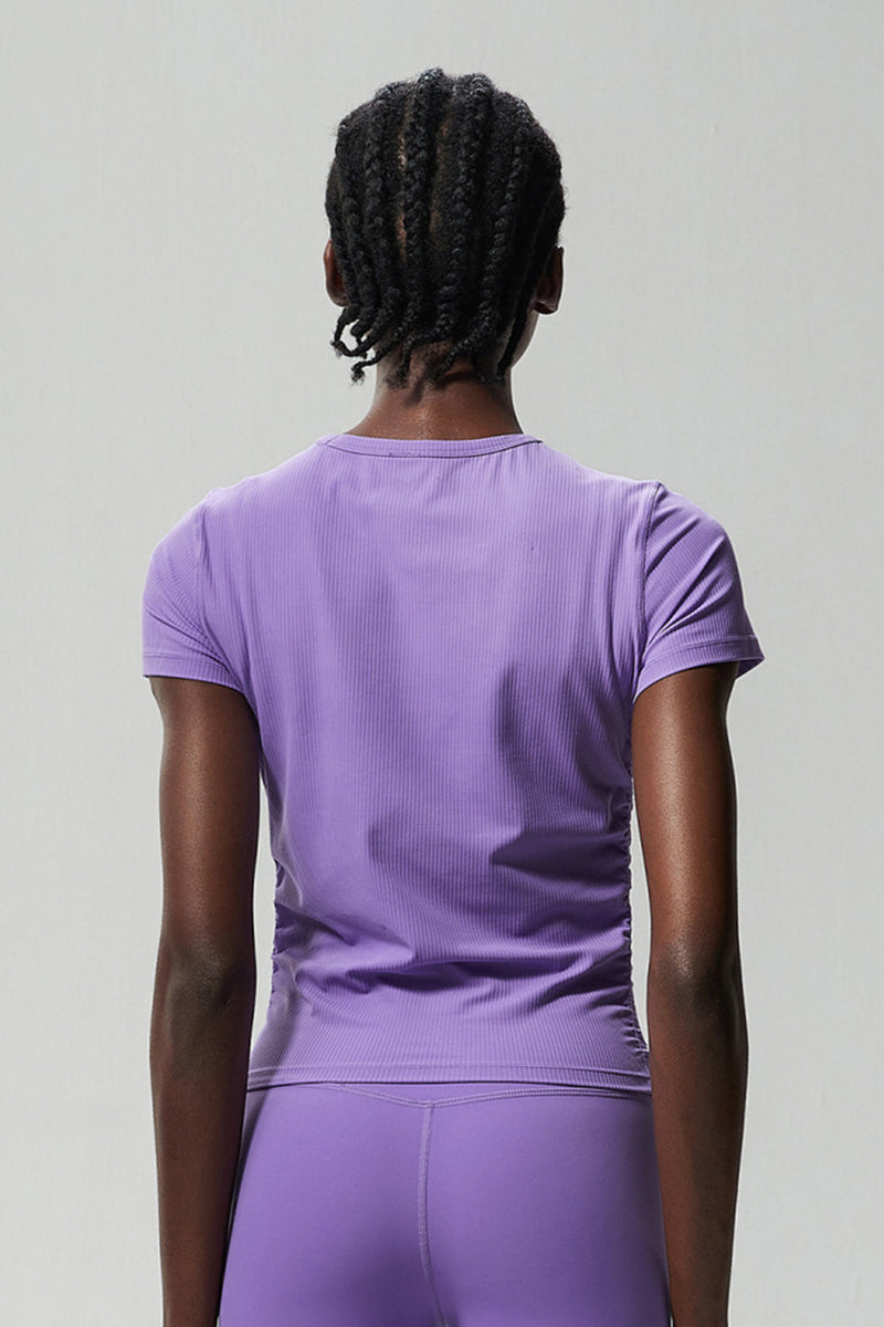 Women Plus-Size Honeycomb Waist Quick-Dry Slim-Fit Summer Yoga Training Top