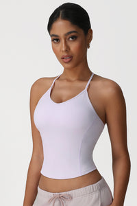 Women Slim Fit Cross Back Yoga Sports Vest High Elastic Workout Tank Top
