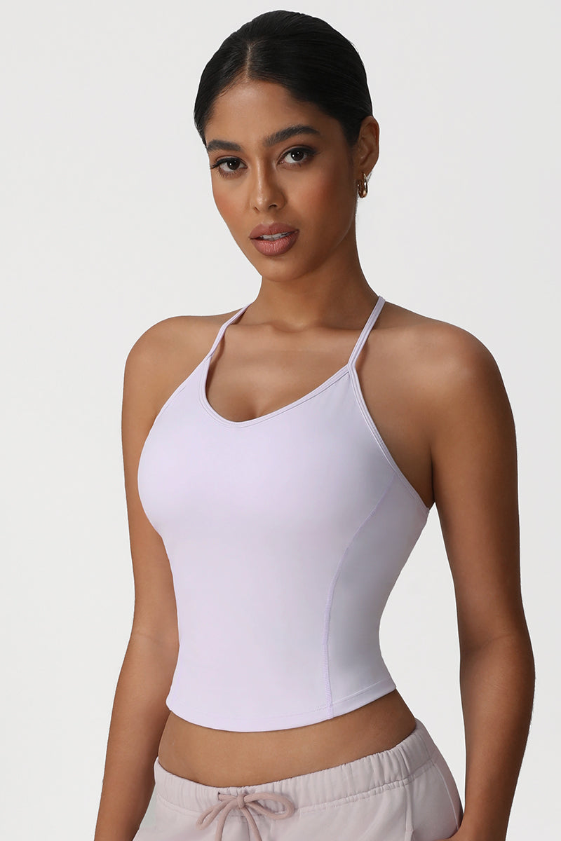 Women Slim Fit Cross Back Yoga Sports Vest High Elastic Workout Tank Top