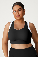 Plus Size Women's Faux Two-Piece Color-Block Sports Bra