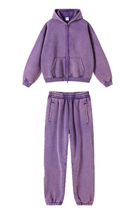 Unisex Fleece Zip-Up Hoodie Set: Pullover + Sweatpants