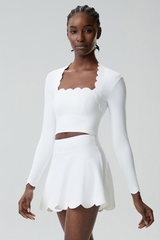 Women's Petal Long Sleeve Top And Tennis Skorts Two-Piece Set