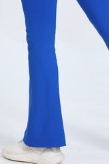 Women Button High Waist Wide Leg Peach Lift Hip Micro Pants Fitness Sports Quick Dry Yoga Pants