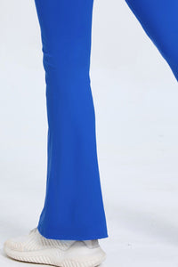 Women Button High Waist Wide Leg Peach Lift Hip Micro Pants Fitness Sports Quick Dry Yoga Pants