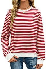 Women's Fall Christmas Striped Color Block Relaxed Pullover