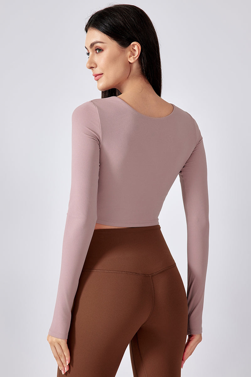 Women's Athletic Fixed Cup Longsleeve Crop Top