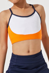 Kids color-cross back high-elasticity sports tank top.