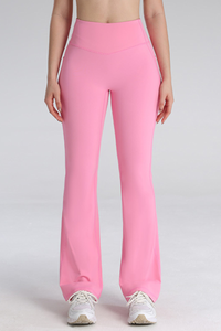 Women's High-Waisted Side Pocket Sports Flared Yoga Pants