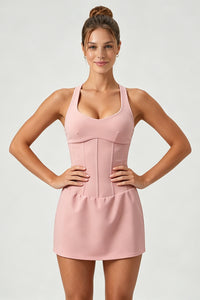 Women's Corset-Style Tennis Dress with Built-In Shorts