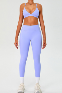 Women's Set:Cross Back Triangle Cup Bra & High-waist Leggings