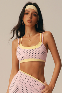 Women's Athletic Polka Dot Fake Two-Piece Yoga Bra