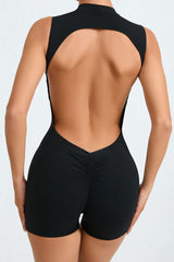 Women Sleeveless Back Hollow Fitness Peach Butt Removable Chest Pad Sports Yoga Bodysuit