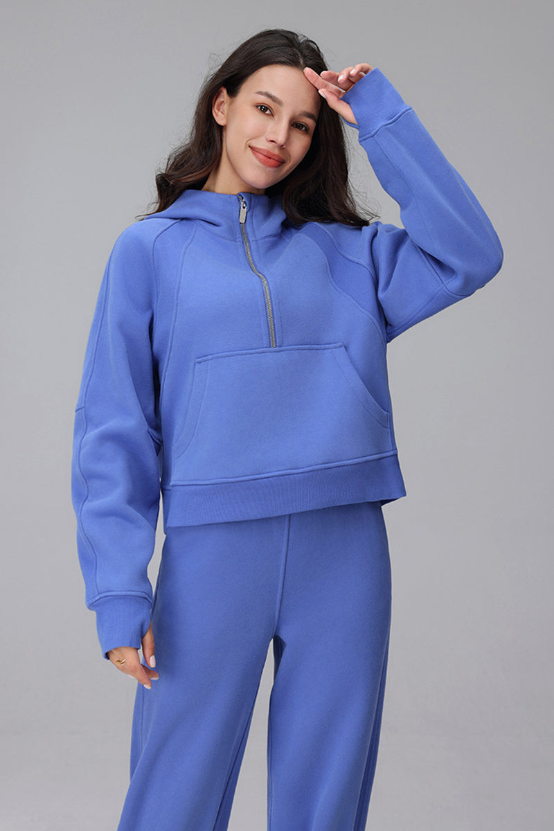 Women Cropped Fleece Hooded Hoodie