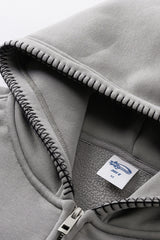 Men/Women High-Street Fleece-Lined Double-Zip Lock-Stitch Hoodie