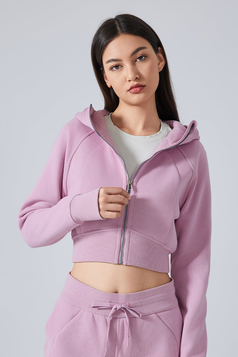 Women'S Loose Yoga Hooded Crop Jacket