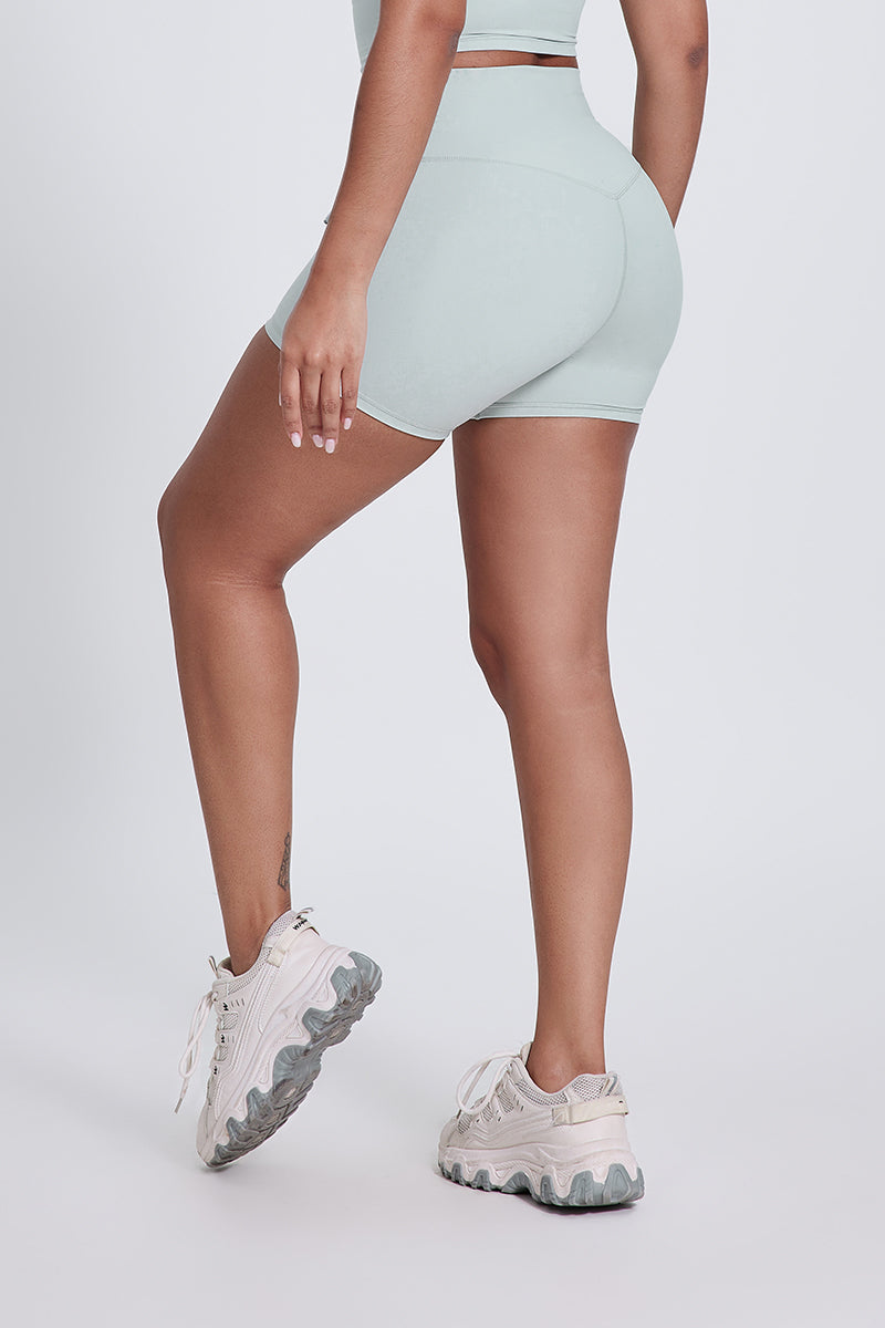 Women'S Pleated High-Waisted Hip Lift Yoga High-Stretch Skinny Shorts