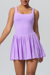 Women's Athletic U-back One-piece Pleated Dress