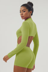 Women'S Front Half-Zip Long-Sleeved Sport Jumpsuit