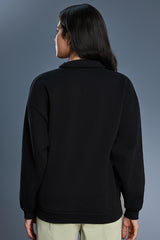 Women Half Zip Fleece Stand Collar Loose Casual Warm Sweatshirt