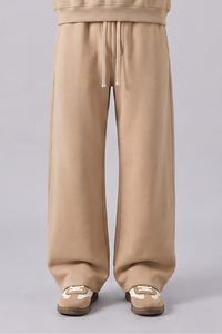 Unisex Fall Streetwear Curved Wide-Leg Fleece Sweatpants